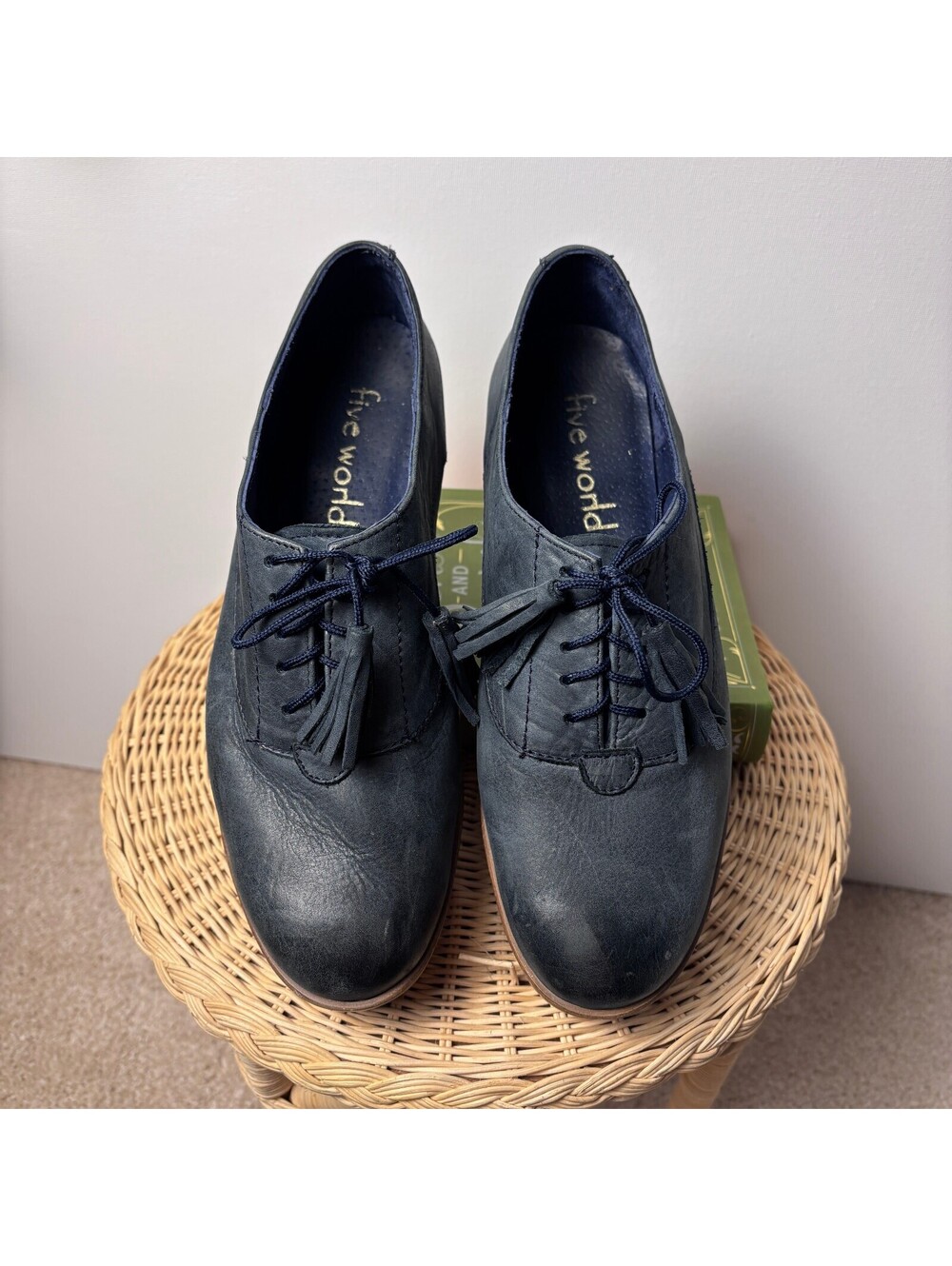 Five Worlds Blue Leather Platform Loafers - Picture 5 of 8